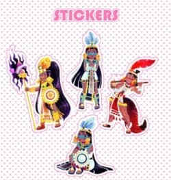 The handmade Necahual  Stickers found at candyfluffs.com/2heroes