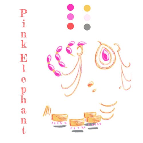 Pink Elephant that is invisible covered in pink and gold jewels